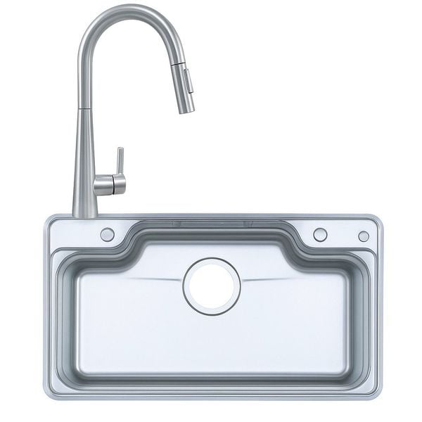 Chậu rửa bát 1 hố Nobinox Liken NL792D inox – Tặng vòi Winto NX501, chống gỉ bền bỉ