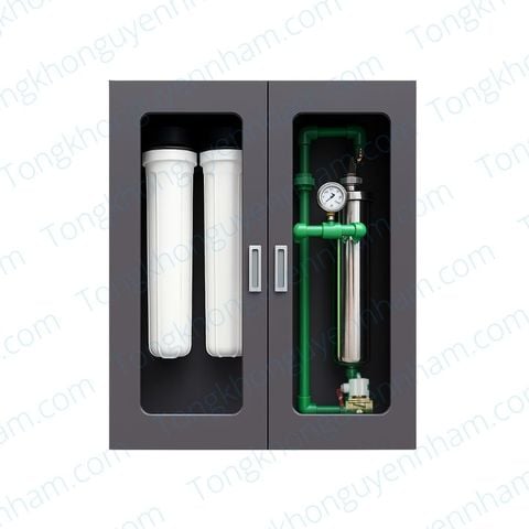 Lọc tổng chung cư UF 3000L – Hệ 2 cốc béo, Tủ sơn tĩnh điện