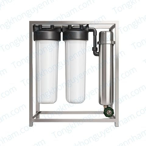 Lọc tổng chung cư UF 3000L – Hệ 2 cốc béo, Khung đứng