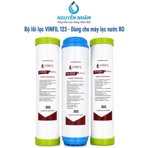 BỘ 3 LÕI LỌC THÔ 123 VINFIL 10 INCH DÙNG CHO MÁY LỌC NƯỚC RO
