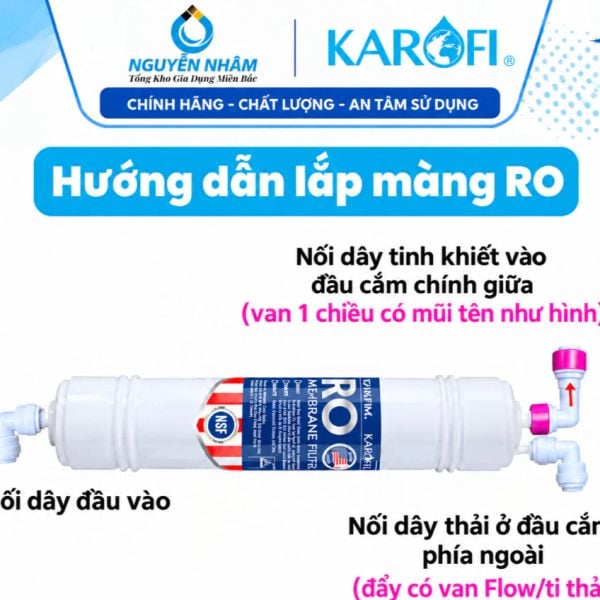 Màng RO Karofi Purifilm 100GPD Mỹ Chính Hãng - Lõi Lọc Số 4, Màng RO Nối Nhanh, Bảo hành 3 Tháng
