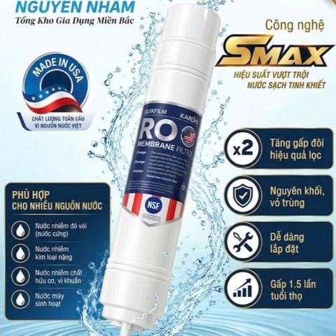Màng RO Karofi Purifilm 100GPD Mỹ Chính Hãng - Lõi Lọc Số 4, Màng RO Nối Nhanh, Bảo hành 3 Tháng