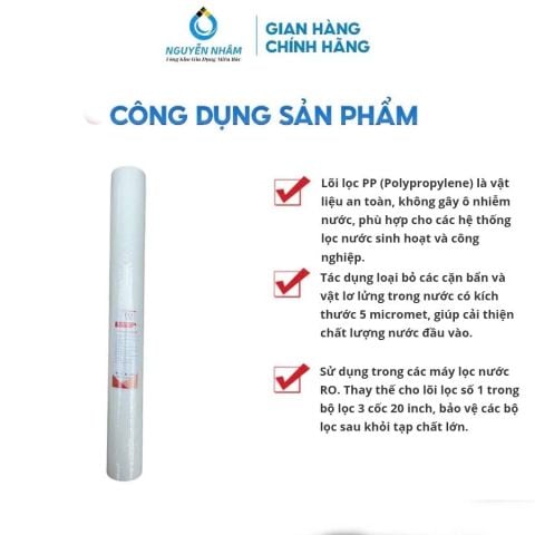 Lõi Lọc Thô PP 20inch A12 Dùng Cho Cốc Lọc 20inch