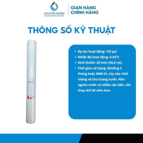 Lõi Lọc Thô PP 20inch A12 Dùng Cho Cốc Lọc 20inch