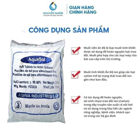 Muối hoàn nguyên Aquasol Ashva nhập khẩu Ấn Độ