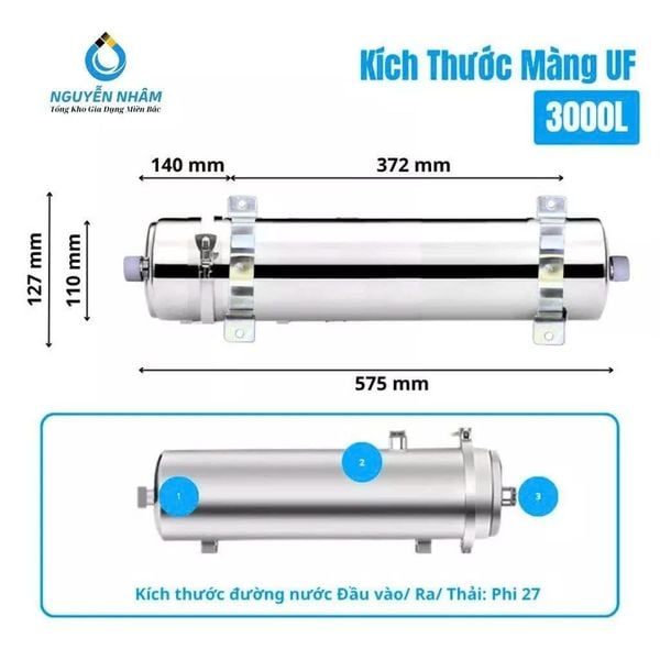 Màng siêu lọc UF PVDF 3000L – Giải pháp nước sạch tối ưu cho gia đình & công nghiệp