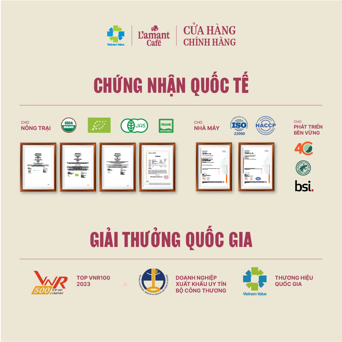  Cà phê hữu cơ nguyên chất L’amant Núi Hàm Rồng - Ham Rong Mountain Organic Coffee 