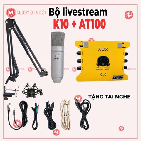 Combo micro ISK AT100 và soundcard K10 10th