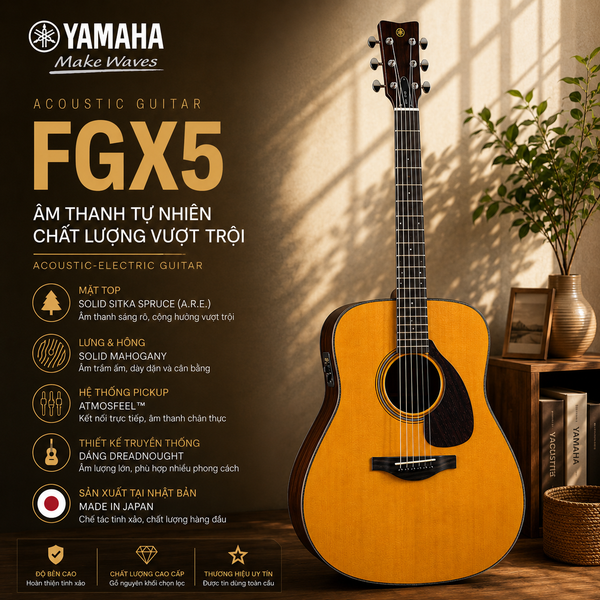 Đàn Guitar Acoustic Yamaha FG5/FGX5 Chính Hãng