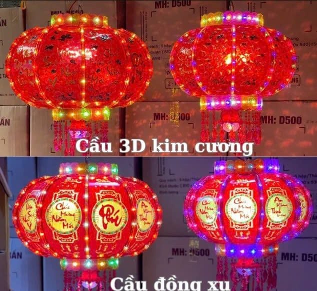 Đèn Lồng Hoa Đăng  Cầu 3D kim cương và đồng xu