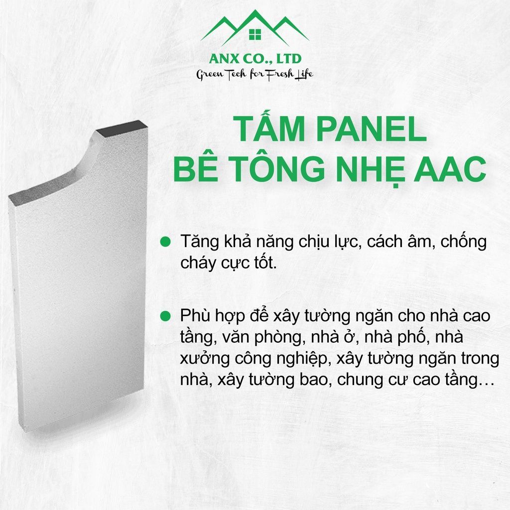  Tấm ALC Panel dày 150mm Bê Tông Khí Chưng Áp 