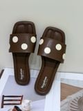  DÉP NAGASHOES MŨI VUÔNG QUAI NGANG CHẤM BI NAD422 
