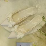  DÉP SỤC NAGASHOES VẢI LƯỚI PHỐI NƠ ĐÍNH NGỌC 4P NAD372 