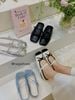DÉP SỤC NAGASHOES MŨI VUÔNG ĐÍNH NƠ QUAI NGANG 2P NAD374