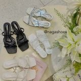  DÉP NAGASHOES QUAI CHÉO ĐÍNH NƠ MŨI VUÔNG 3P NAD381 