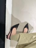  CAO GÓT NAGASHOES MŨI NHỌN KHOÉT CHỮ V ĐÍNH CƯỜM 4P NAC345 