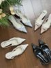  CAO GÓT NAGASHOES MŨI NHỌN PHỐI QUAI LỤA & DÂY ĐÁ 4P NAC344 