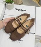  GIÀY BÚP BÊ NAGASHOES MŨI TRÒN 2 QUAI PHỐI KHÓA NAB129 