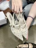  CAO GÓT NAGASHOES VẢI REN LƯỚI THÊU HOA 4P NAC337 