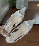  CAO GÓT NAGASHOES MŨI NHỌN PHỐI QUAI LỤA & DÂY ĐÁ 4P NAC344 