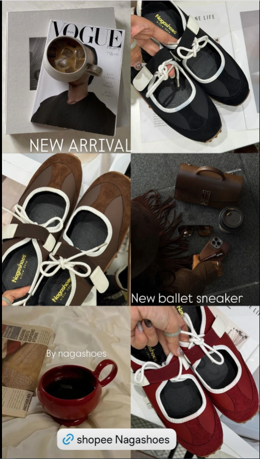  GIÀY BÚP BÊ NAGASHOES BALLET SNEAKER QUAI DÁN BUỘC DÂY NAB143 