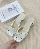  DÉP NAGASHOES MŨI VUÔNG VIỀN REN ĐÍNH NƠ 4P NAD379 