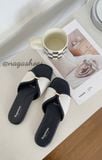  DÉP NAGASHOES MŨI TRÒN QUAI VẢI VIỀN DA NAD406 