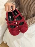  GIÀY BÚP BÊ NAGASHOES DA LỘN QUAI CHÉO ĐÍNH NƠ NAB138 