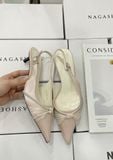  CAO GÓT NAGASHOES MŨI NHỌN PHỐI QUAI LỤA & DÂY ĐÁ 4P NAC344 