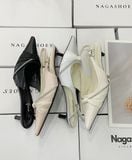  CAO GÓT NAGASHOES MŨI NHỌN PHỐI QUAI LỤA & DÂY ĐÁ 4P NAC344 