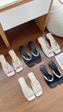  DÉP NAGASHOES MŨI VUÔNG VIỀN REN ĐÍNH NƠ 4P NAD379 