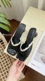  DÉP NAGASHOES MŨI VUÔNG VIỀN REN ĐÍNH NƠ 4P NAD379 