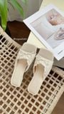  DÉP NAGASHOES MŨI VUÔNG VIỀN REN ĐÍNH NƠ 4P NAD379 