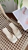  DÉP NAGASHOES MŨI VUÔNG VIỀN REN ĐÍNH NƠ 4P NAD379 