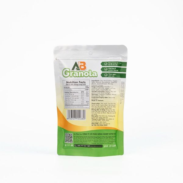 Ngũ Cốc Dinh Dưỡng AB Granola Túi 80G - Vị Dừa Nhiệt Đới