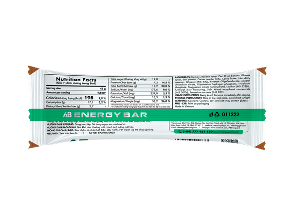 AB ENERGY BAR CACAO BẠC HÀ 45G