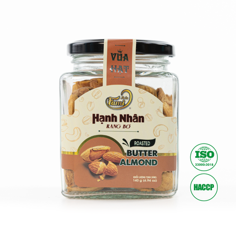 Hạnh Nhân Rang Bơ Còn Vỏ Faminuts Hũ Thủy Tinh 140g