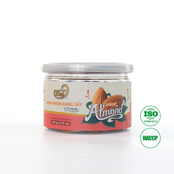 Hạnh Nhân Rang Sấy Vị Tự Nhiên Hũ Nắp Nhôm 120g