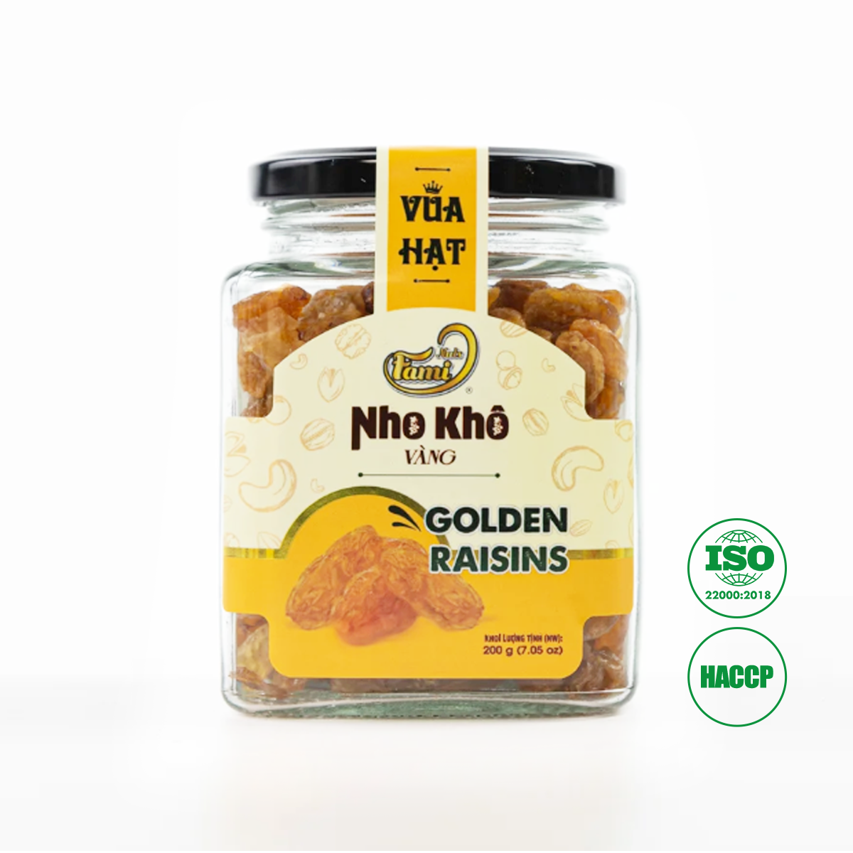 Nho khô vàng Faminuts hũ thủy tinh 200g