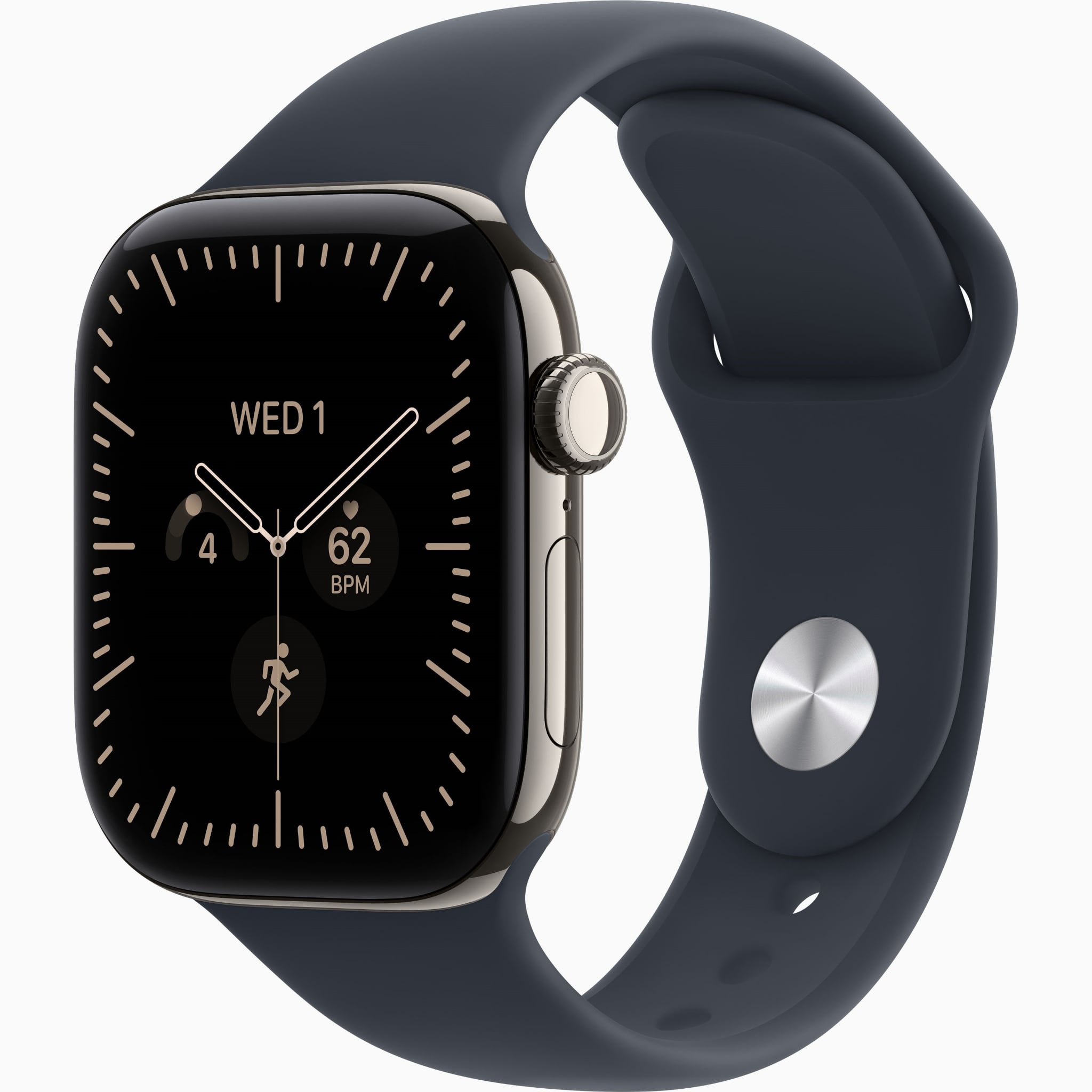 Apple Watch S12 GPS+Cellular 42mm - Natural Titanium Case with Navy Blue Sport Band