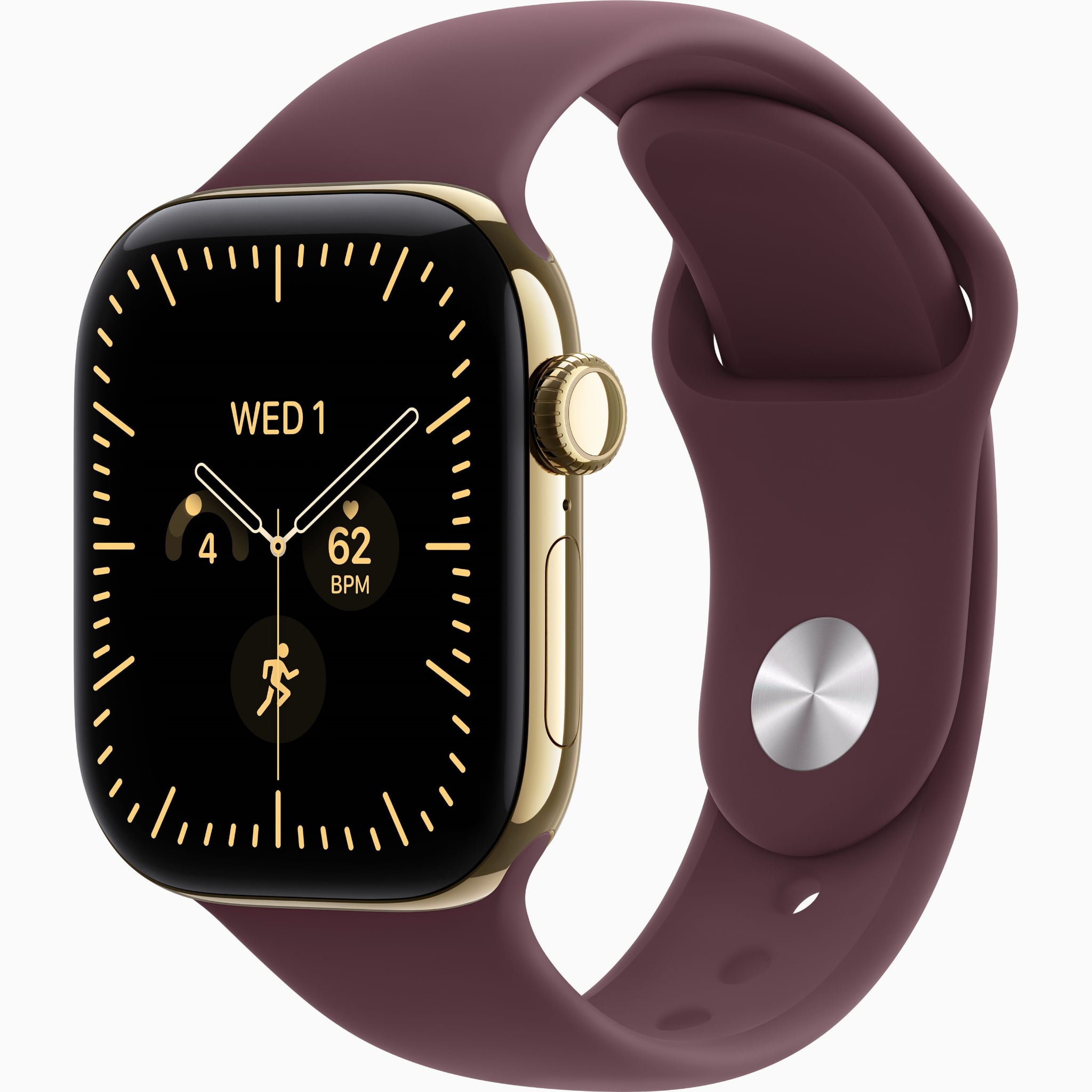 Apple Watch S12 GPS+Cellular 42mm - Radiant Gold Titanium Case with Burgundy Sport Band