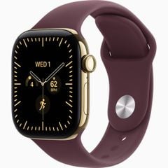 Apple Watch S12 GPS+Cellular 42mm - Radiant Gold Titanium Case with Burgundy Sport Band