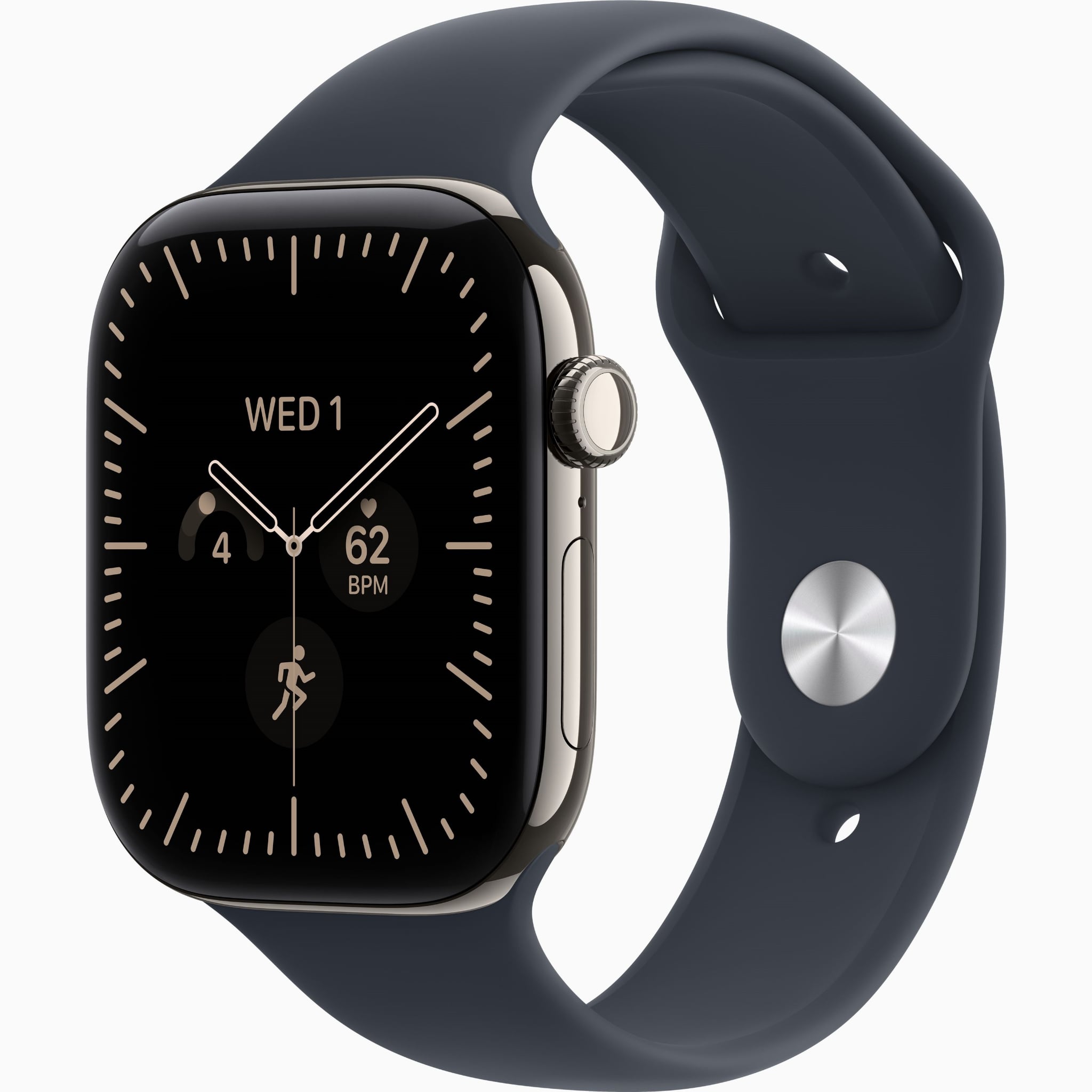 Apple Watch S12 GPS+Cellular 46mm - Natural Titanium Case with Navy Blue Sport Band