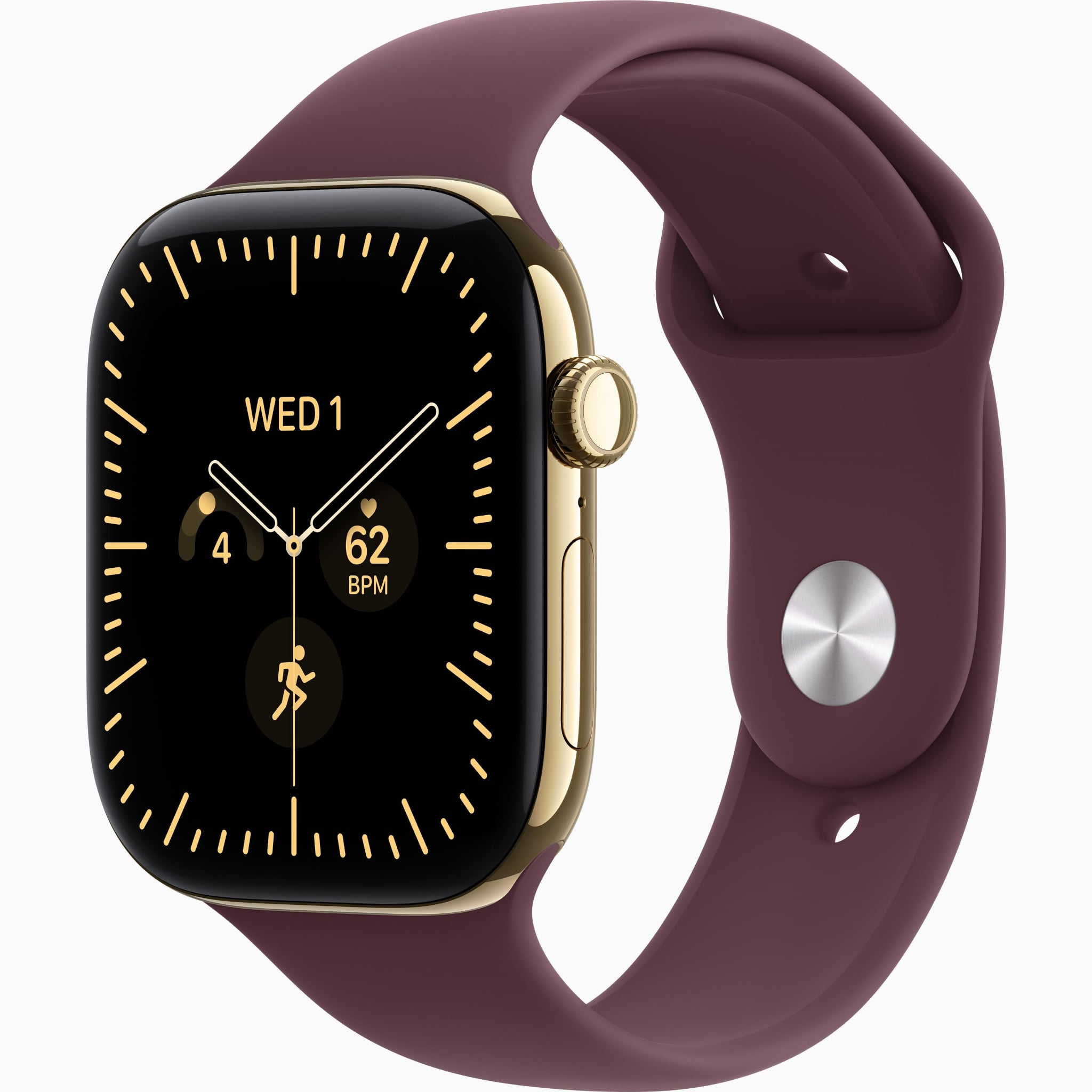 Apple Watch S12 GPS+Cellular 46mm - Radiant Gold Titanium Case with Burgundy Sport Band