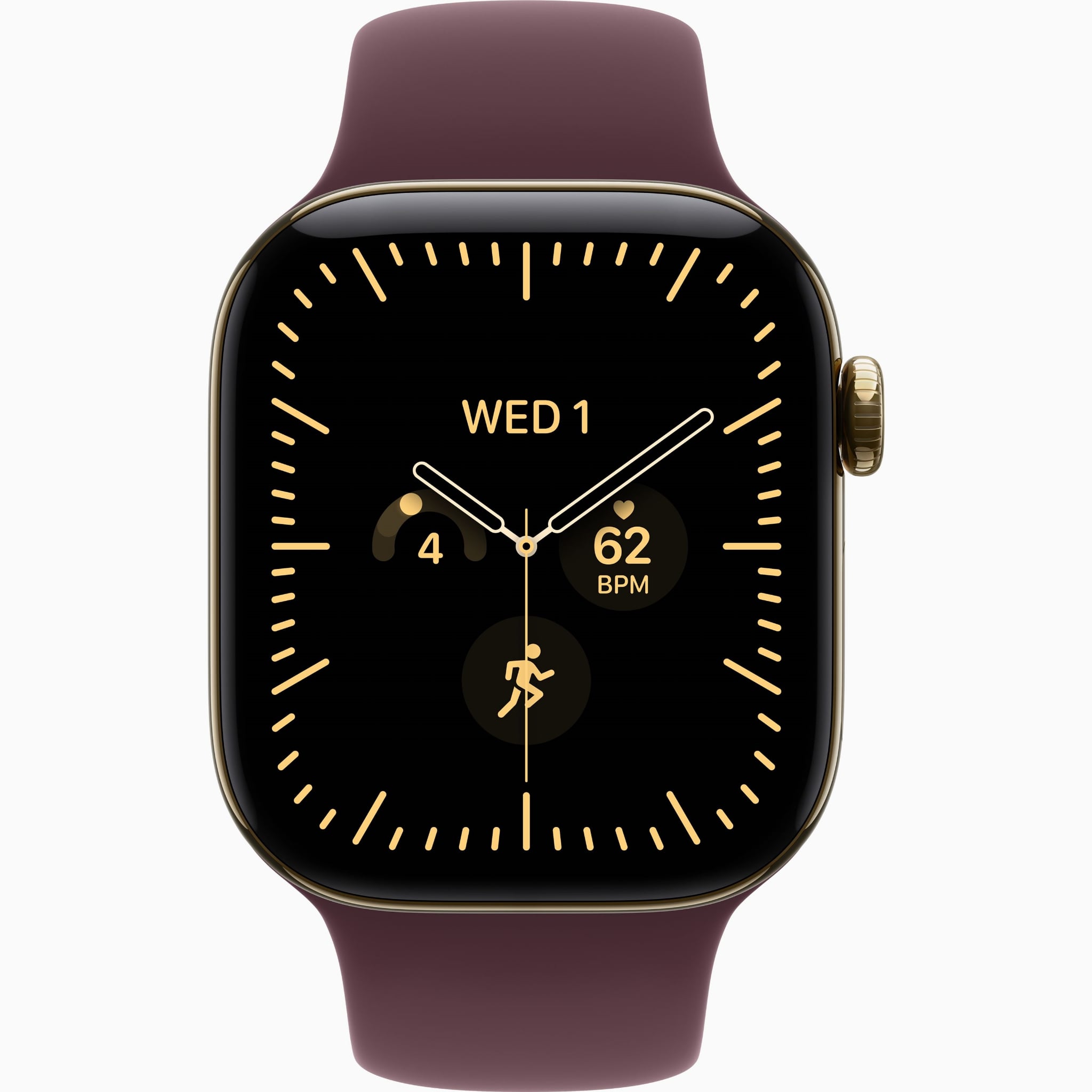 Apple Watch S12 GPS+Cellular 42mm - Radiant Gold Titanium Case with Burgundy Sport Band