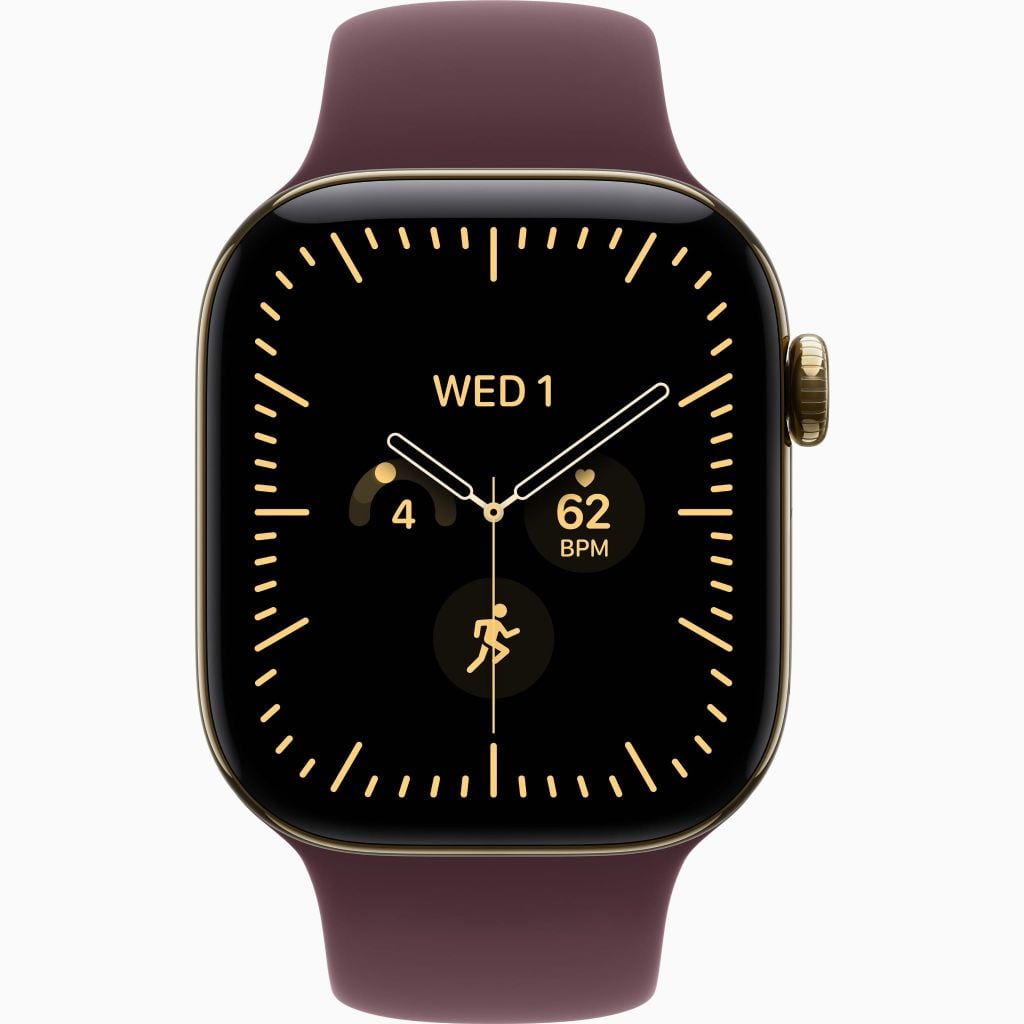 Apple Watch S12 GPS+Cellular 42mm - Radiant Gold Titanium Case with Burgundy Sport Band