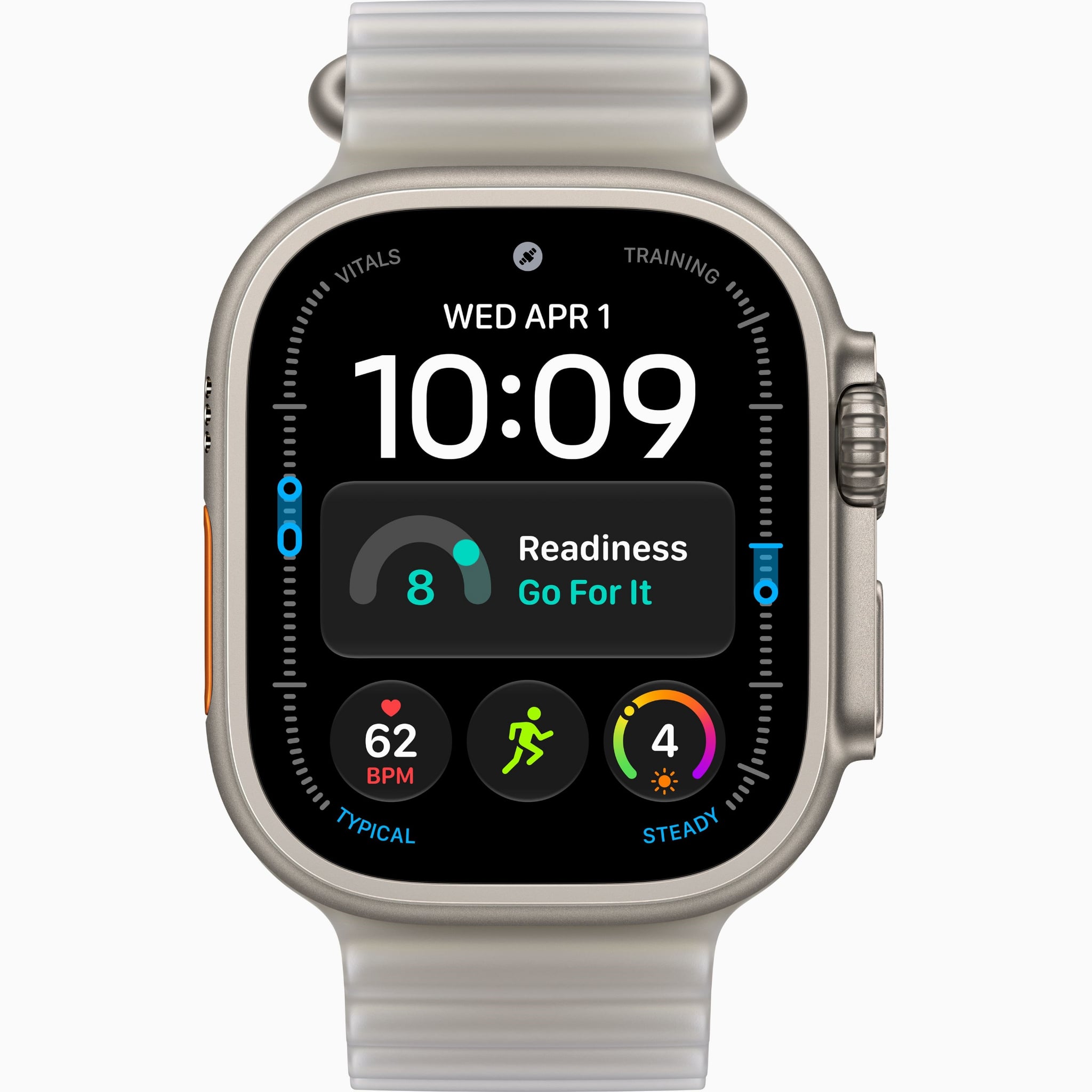 Apple Watch Ultra 4 49mm - Natural Titanium Case with Translucent Grey Ocean Band