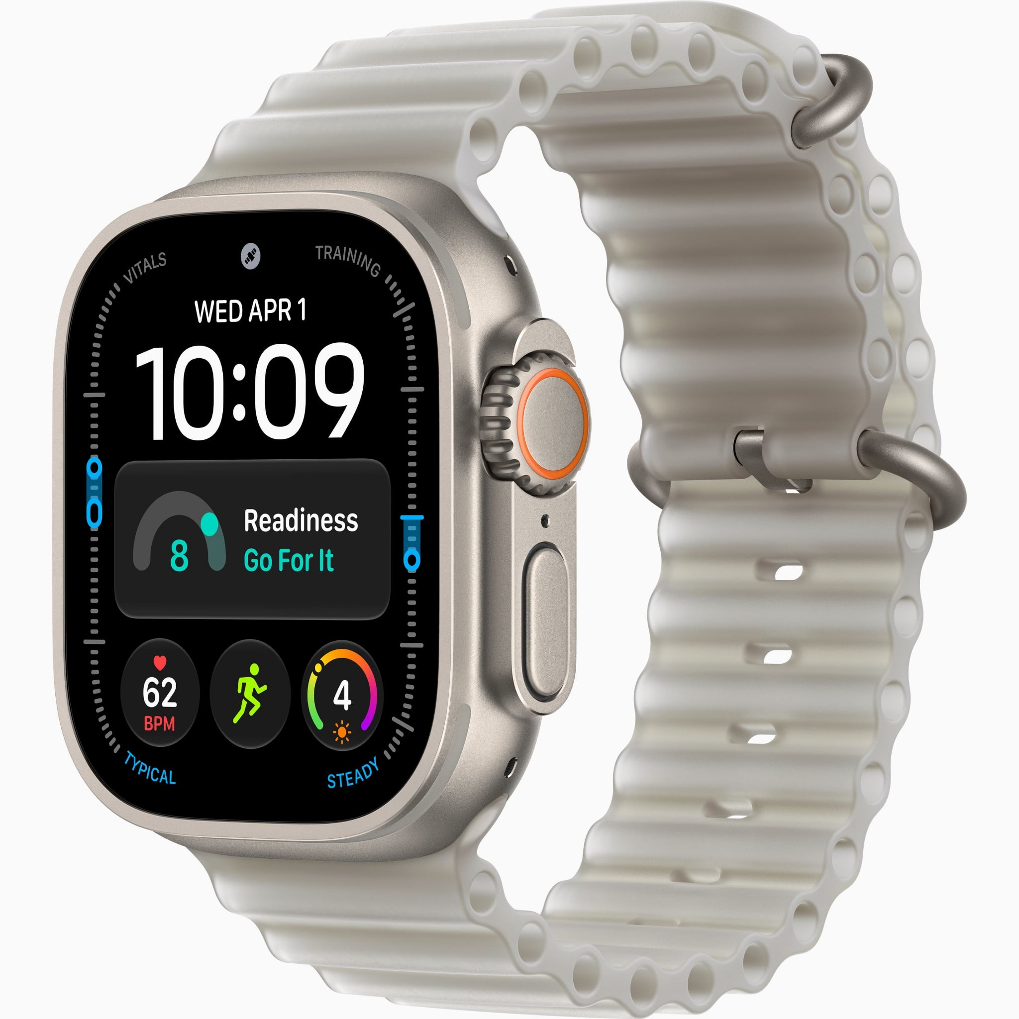 Apple Watch Ultra 4 49mm - Natural Titanium Case with Translucent Grey Ocean Band