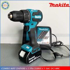 Combo máy khoan DHP490Z - 01 pin 3.0Ah - 01 sạc DC18RC