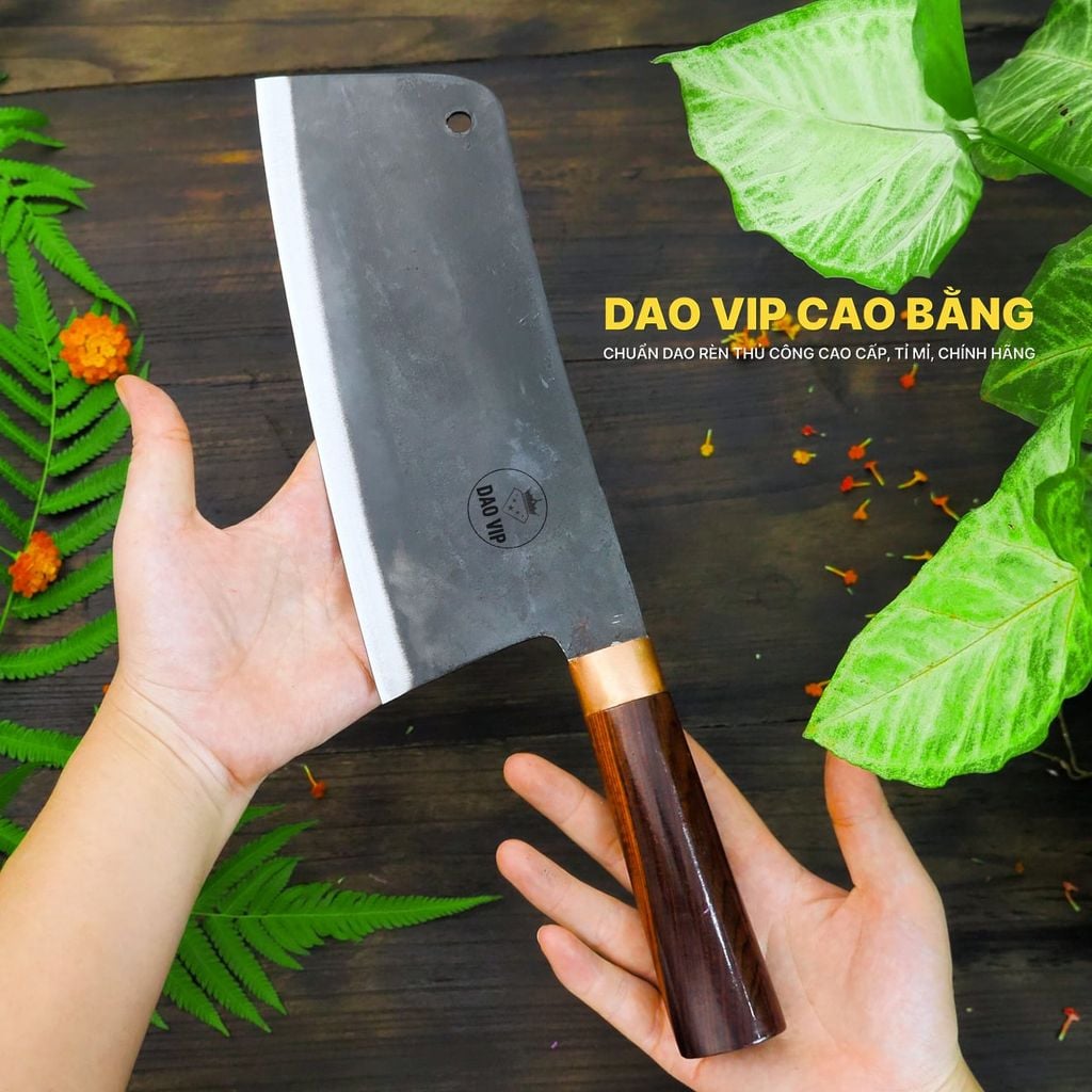 Dao chặt gà sắc bén -Thép nhíp ô tô - Cán cẩm khâu đồng - N09TDD DAO VIP CAO BẰNG